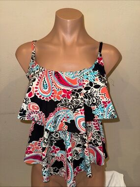 New 24th & Ocean ruffled Tankini top size S